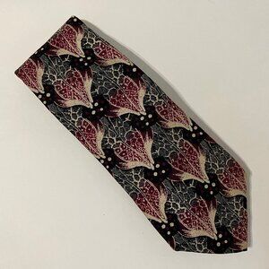 Neck Tie Retro Design Studios Abstract Pure Silk Mens Burgundy Green Menswear